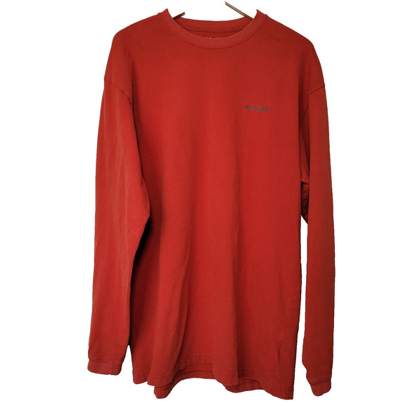 Columbia Henley Fall Orange Sz L Tall Midweight Casual Workstyle 100% Cotton - Picture 1 of 9